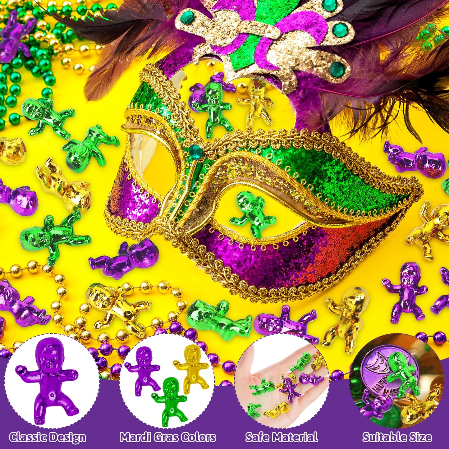 Blowata 24 PCS King Cake Babies – 1-Inch Mardi Gras Plastic Decor & Favors