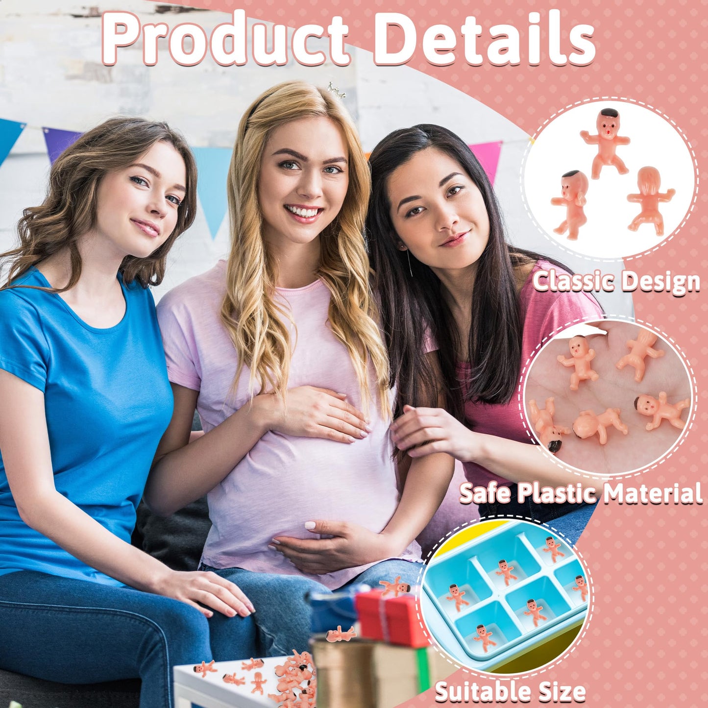 Blowata 120 Pcs Plastic Babies for King Cake, Ice Cube Games & Baby Shower Decor