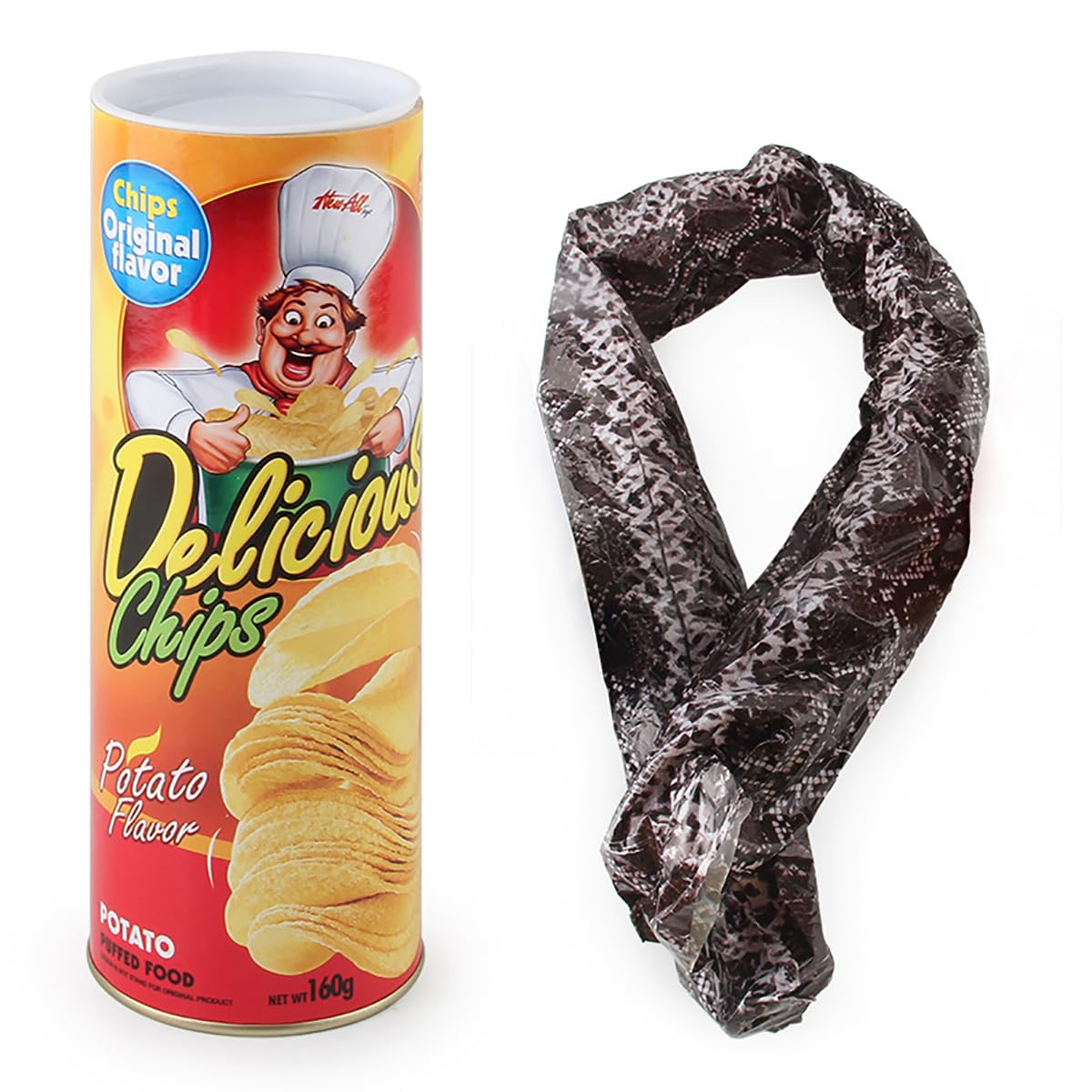 Blppldyci Potato Chip Snake Jump Spring Toy – Large Gag Prank Can for Parties