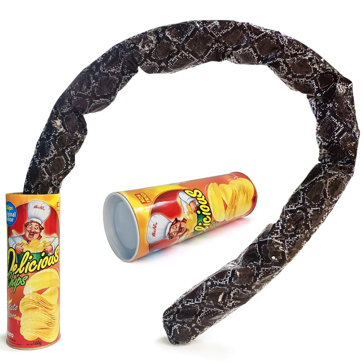 Blppldyci Potato Chip Snake Jump Spring Toy – Large Gag Prank Can for Parties