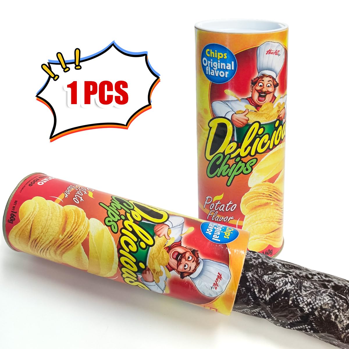 Blppldyci Potato Chip Snake Jump Spring Toy – Large Gag Prank Can for Parties
