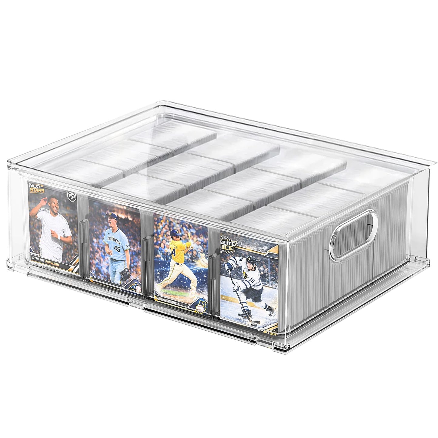 BluBrk Trading Card Storage Box – Clear Display Case for 3,200 Cards with Dividers & Foam