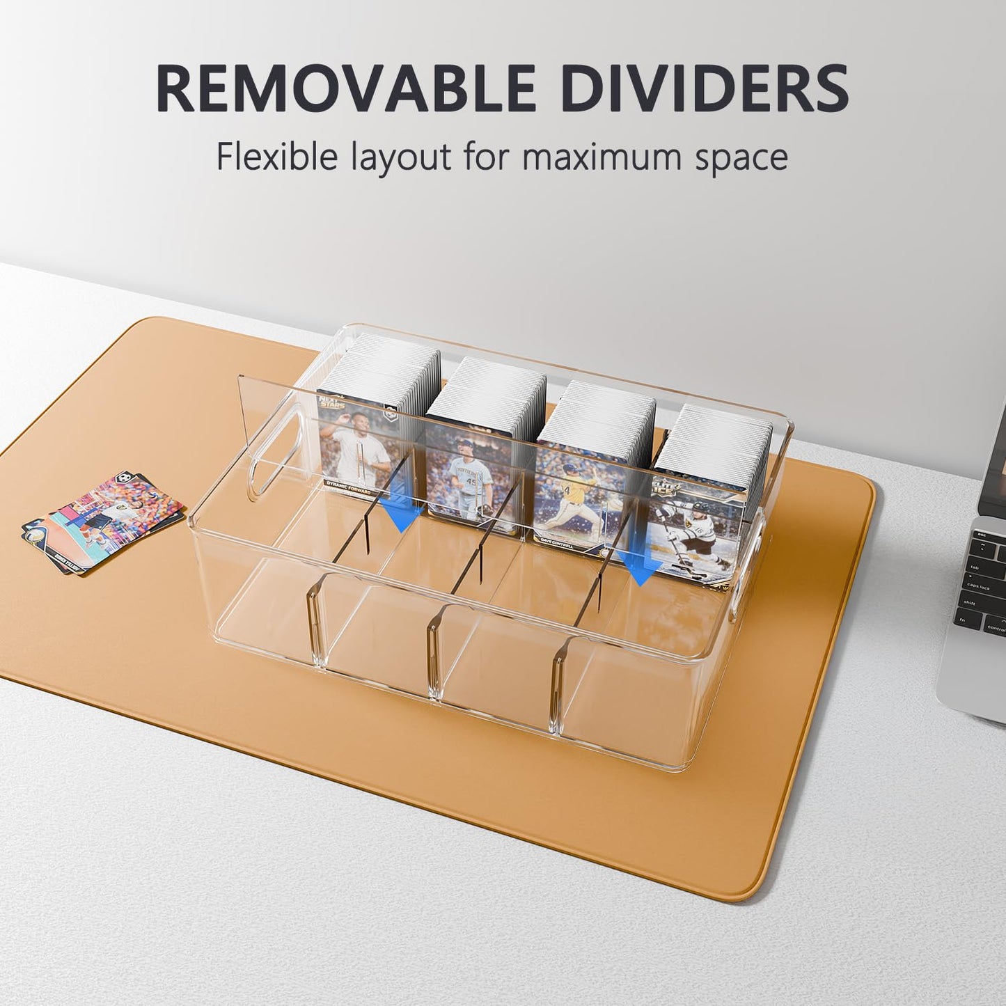 BluBrk Trading Card Storage Box – Clear Display Case for 3,200 Cards with Dividers & Foam