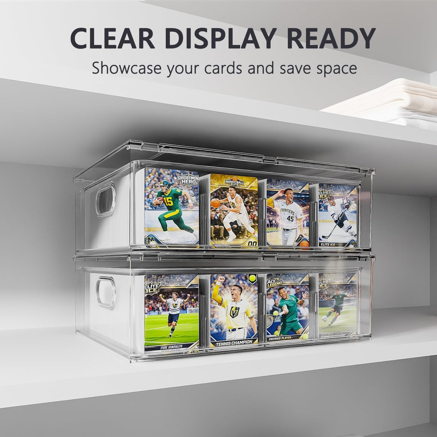 BluBrk Trading Card Storage Box – Clear Display Case for 3,200 Cards with Dividers & Foam