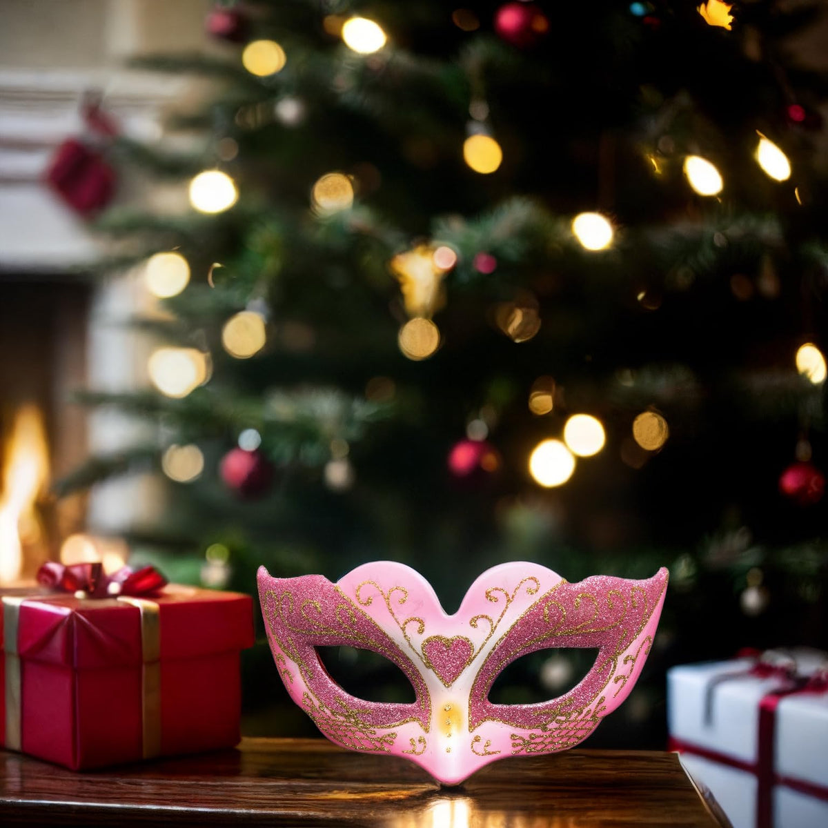 BLUE GARLIC Pink Masquerade Mask – Party-Ready Mardi Gras Costume Mask