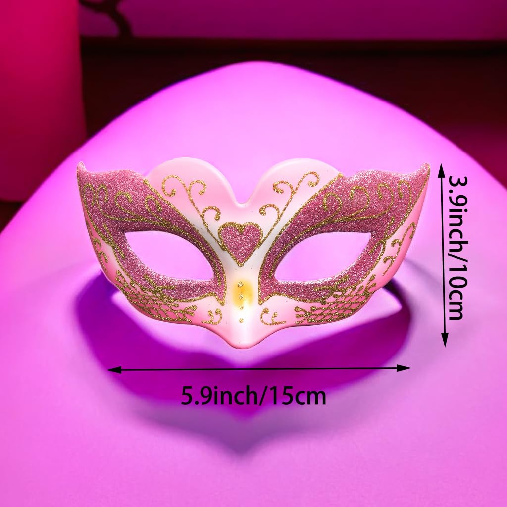 BLUE GARLIC Pink Masquerade Mask – Party-Ready Mardi Gras Costume Mask