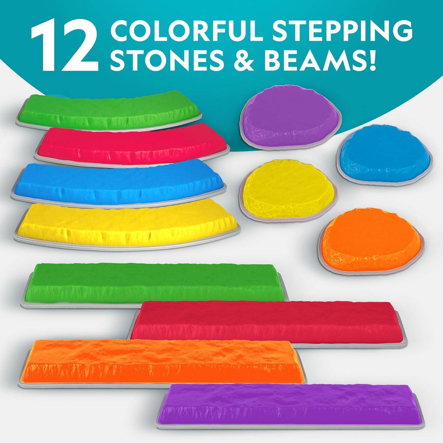 Blue Marble National Geographic Kids Stepping Stones & Balance Beams – 12-Piece Obstacle Course for Kids 3+