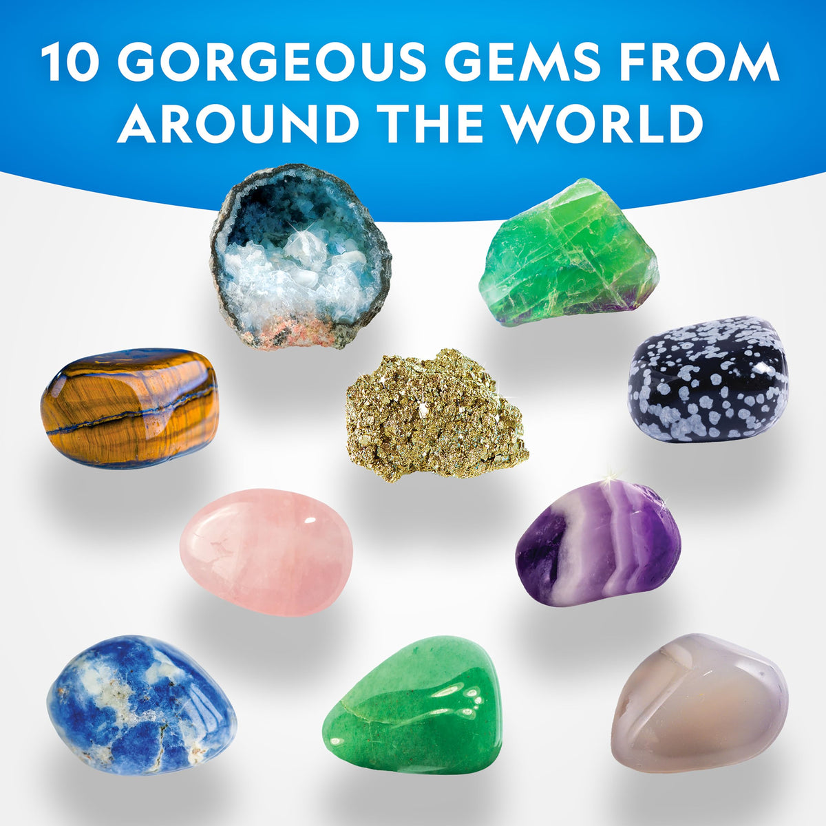 Blue Marble National Geographic Gemstone Dig Kit – Dig Up 10 Real Gems & Crystals