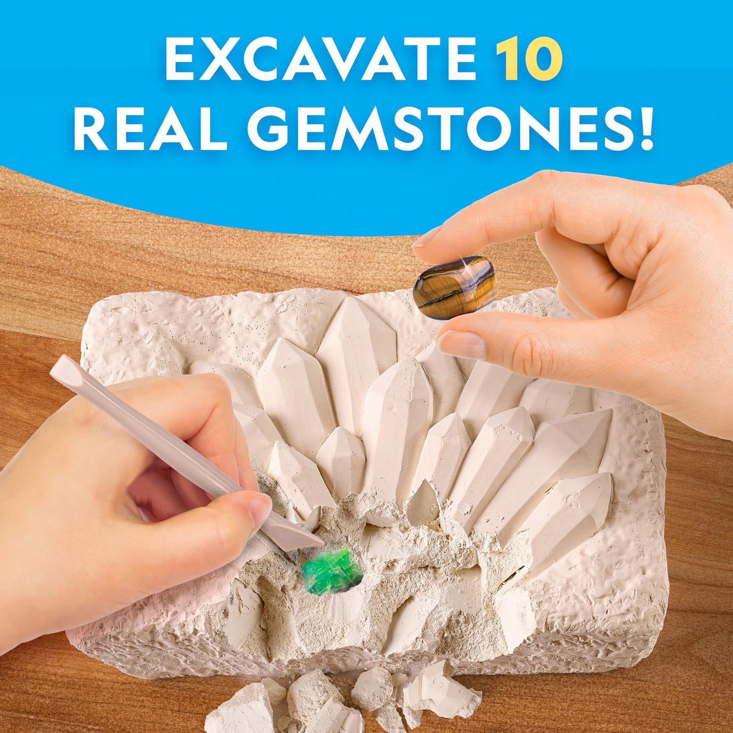 Blue Marble National Geographic Gemstone Dig Kit – Dig Up 10 Real Gems & Crystals