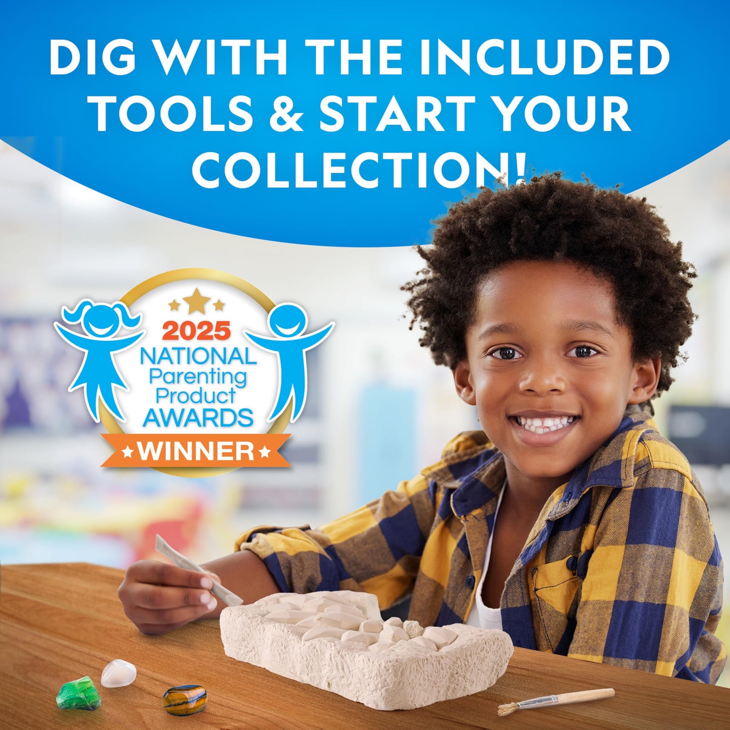 Blue Marble National Geographic Gemstone Dig Kit – Dig Up 10 Real Gems & Crystals