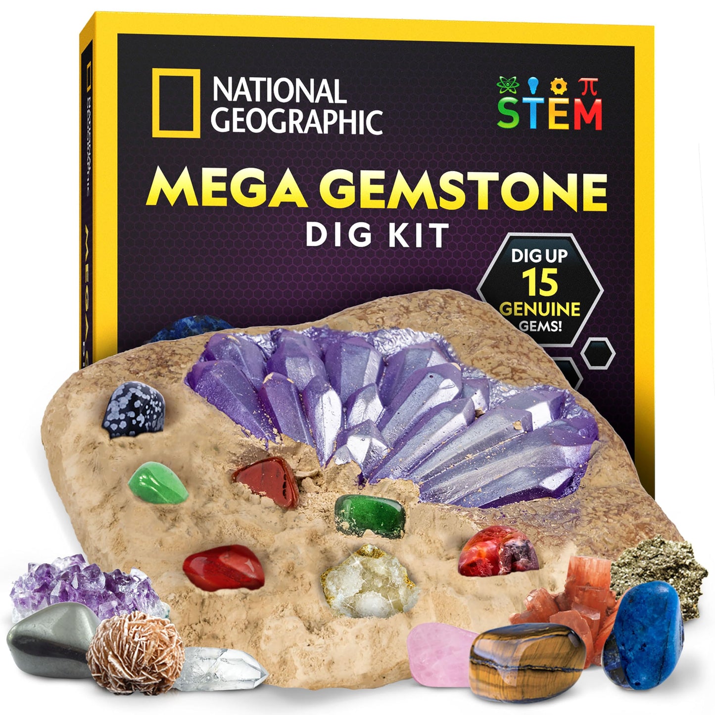 Blue Marble NATIONAL GEOGRAPHIC Mega Gemstone Dig Kit – Dig Up 15 Real Gemstones