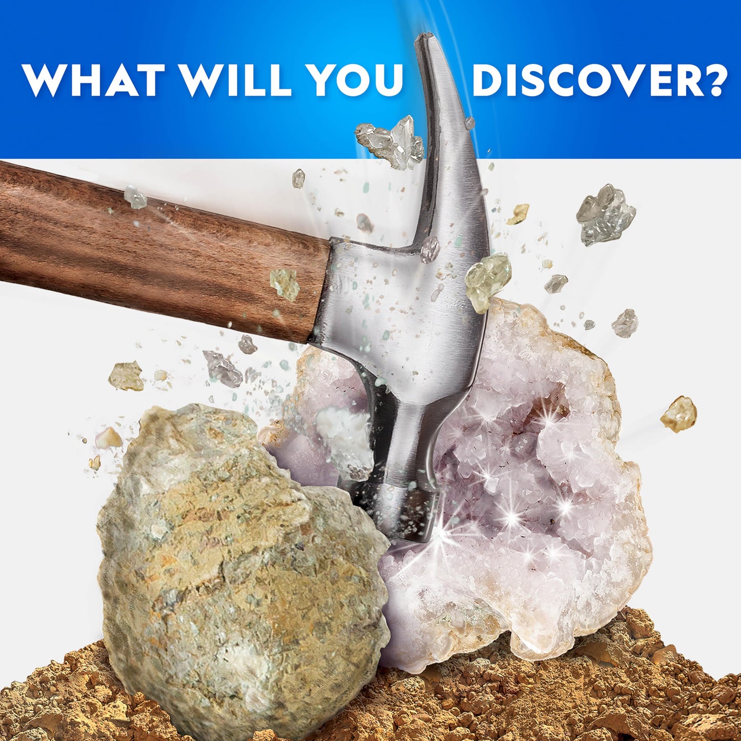 Blue Marble National Geographic Break Open 15 Premium Geodes Kit – Goggles, Guide & 3 Stands
