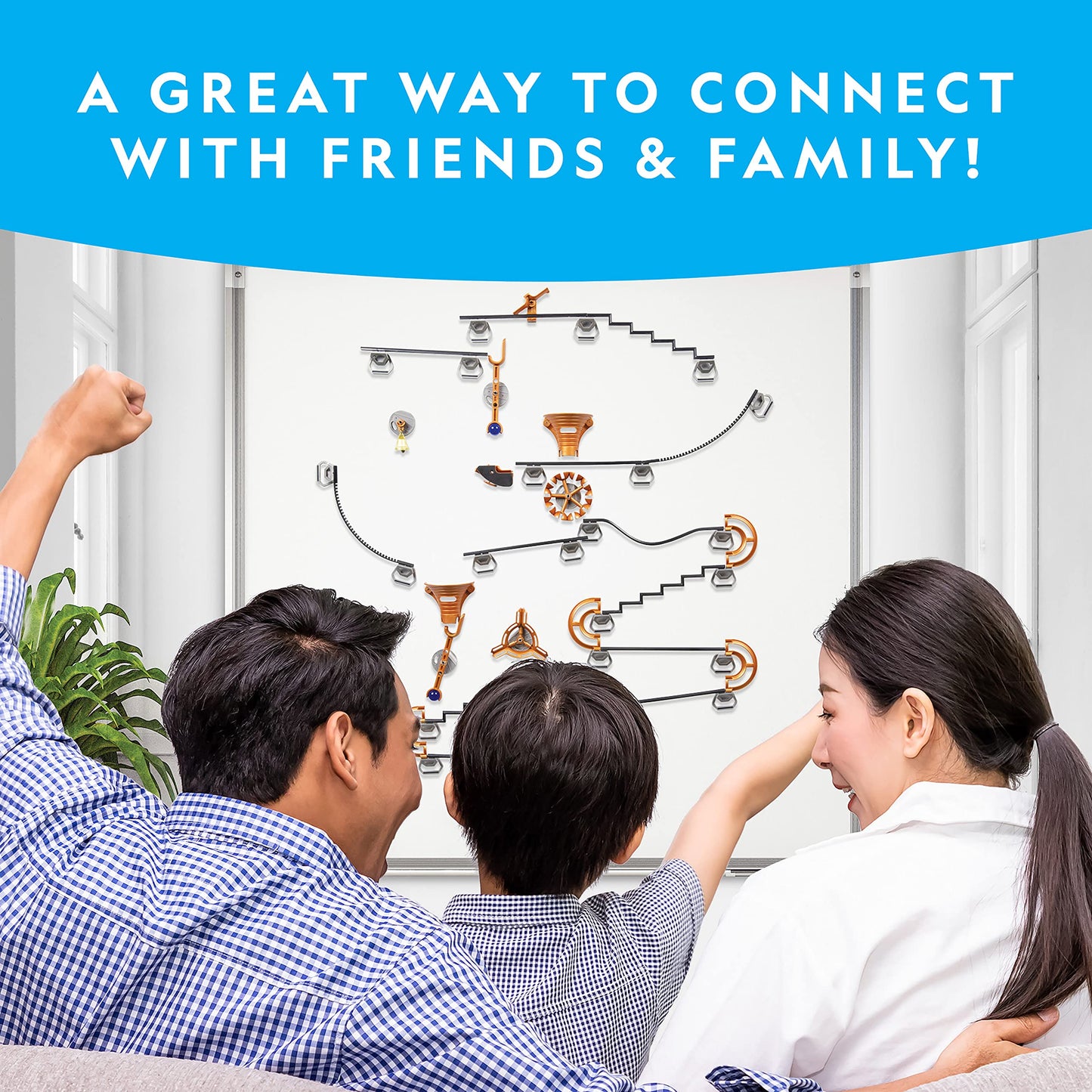 Blue Marble National Geographic Magnetic Marble Run - 75-Piece STEM Building Set | Magnetic Tracks & Trick Pieces