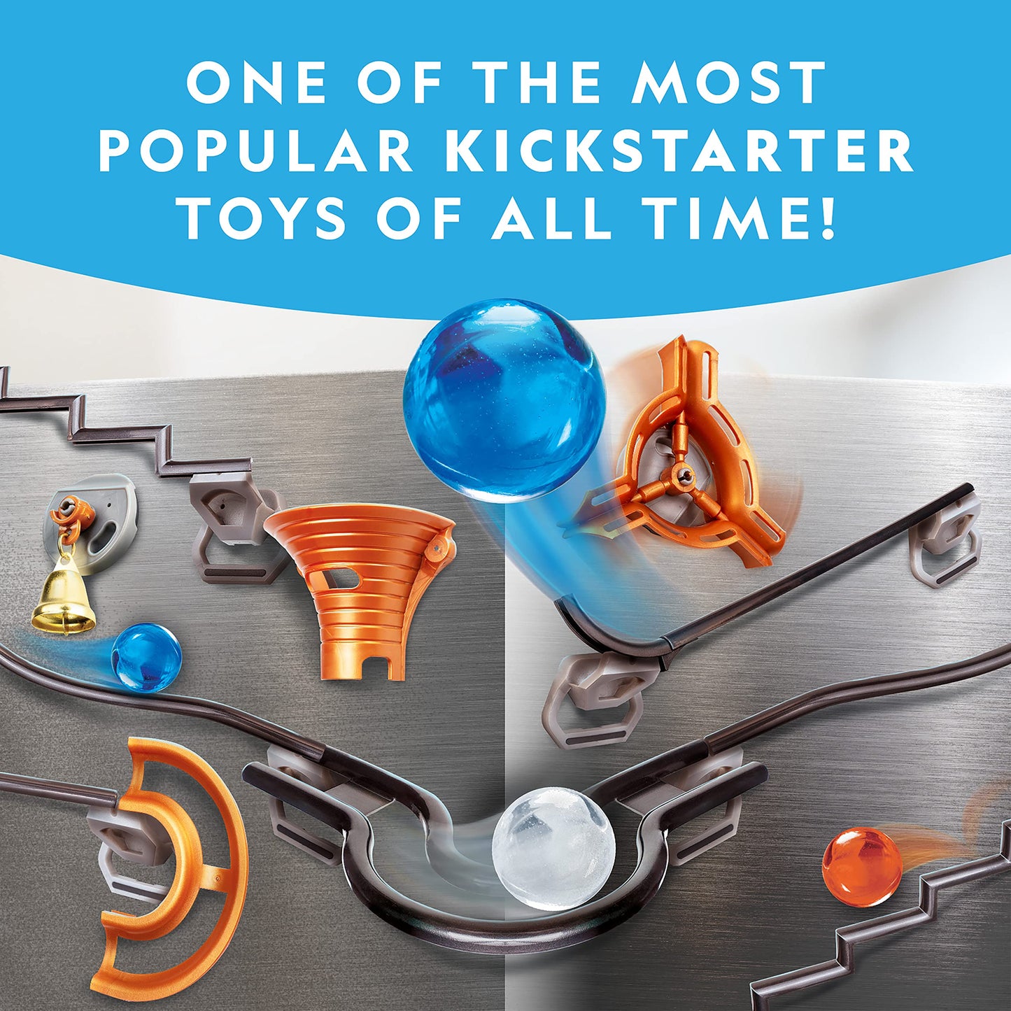 Blue Marble National Geographic Magnetic Marble Run - 75-Piece STEM Building Set | Magnetic Tracks & Trick Pieces