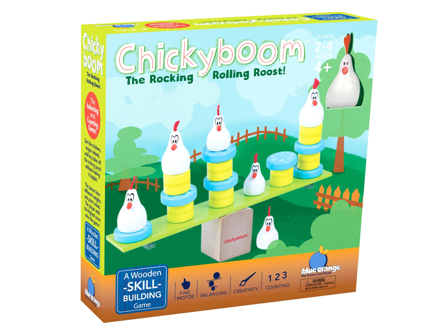 Blue Orange Chickyboom – Award-Winning Wooden Balancing Game for Kids | 2-4 Players, Ages 4+