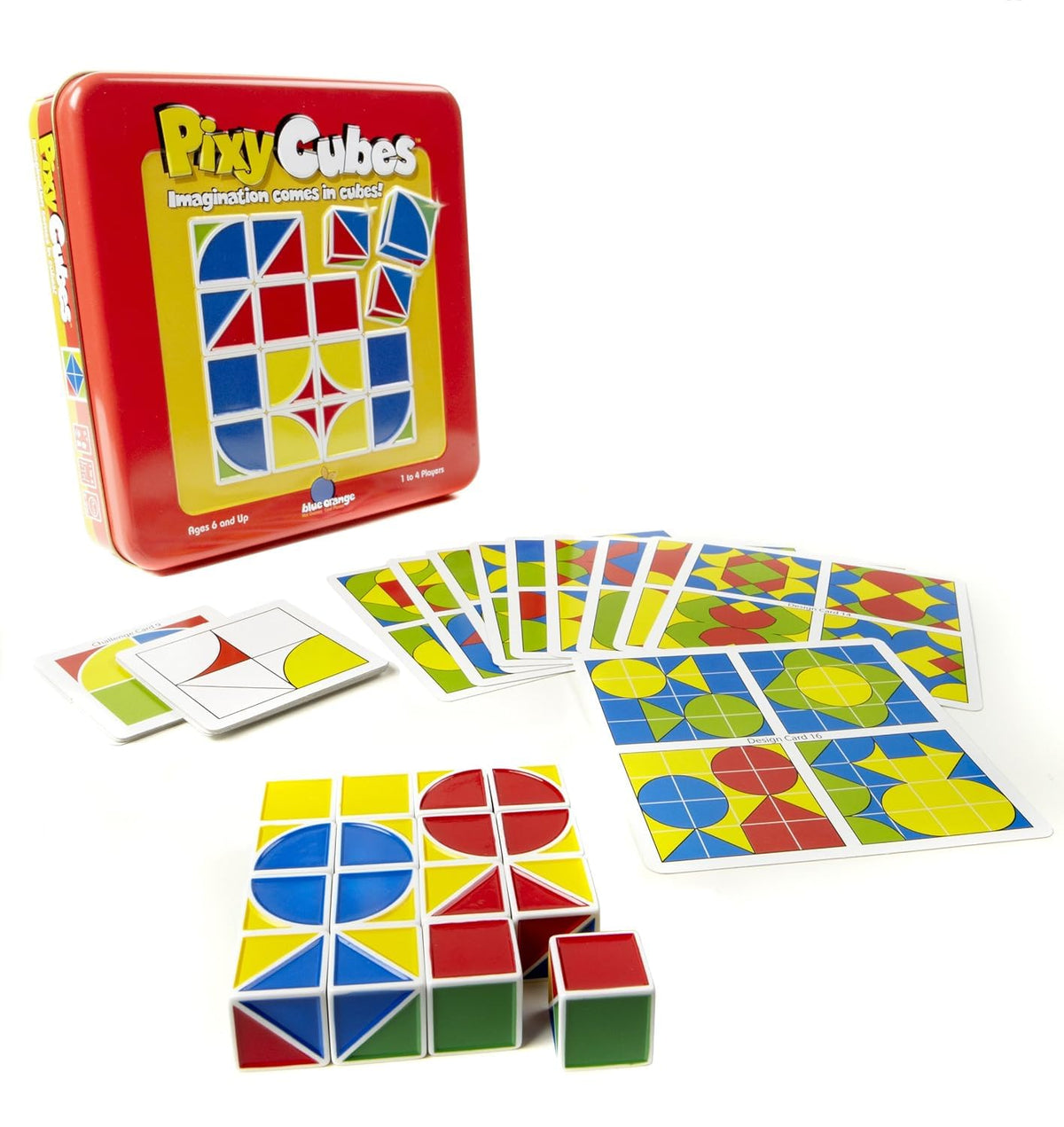 Blue Orange Pixy Cubes: Pattern Design Game for Memory, Speed & Challenge Cards | 1-4 Players