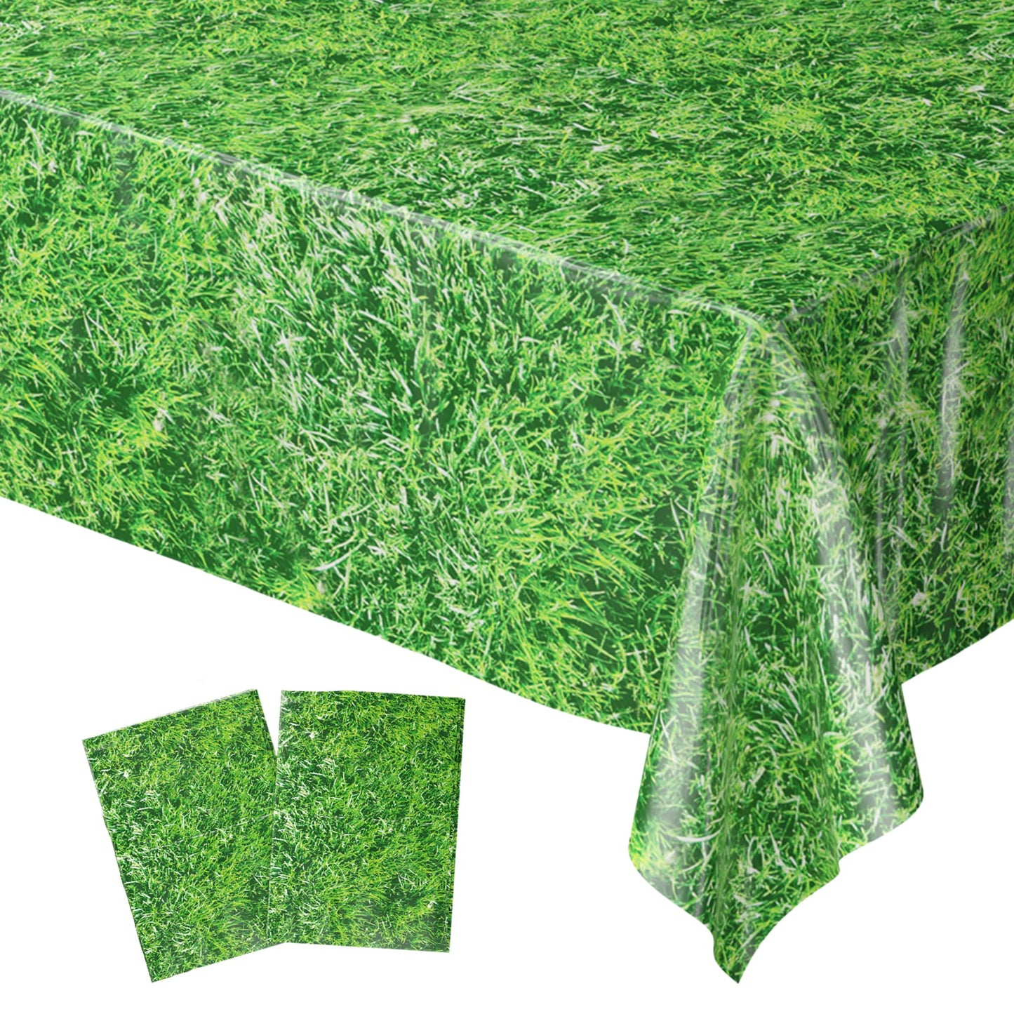 Blue Orchards Grass Table Covers (Pack of 2) 54x108 inches - Jungle Safari Party Decor