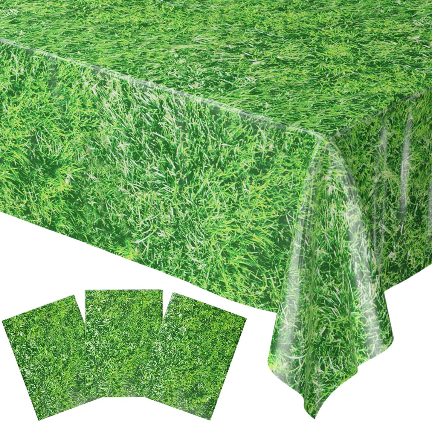 Blue Orchards Grass Table Covers (Pack of 3) - 54x108 in | Jungle & Safari Party Decor