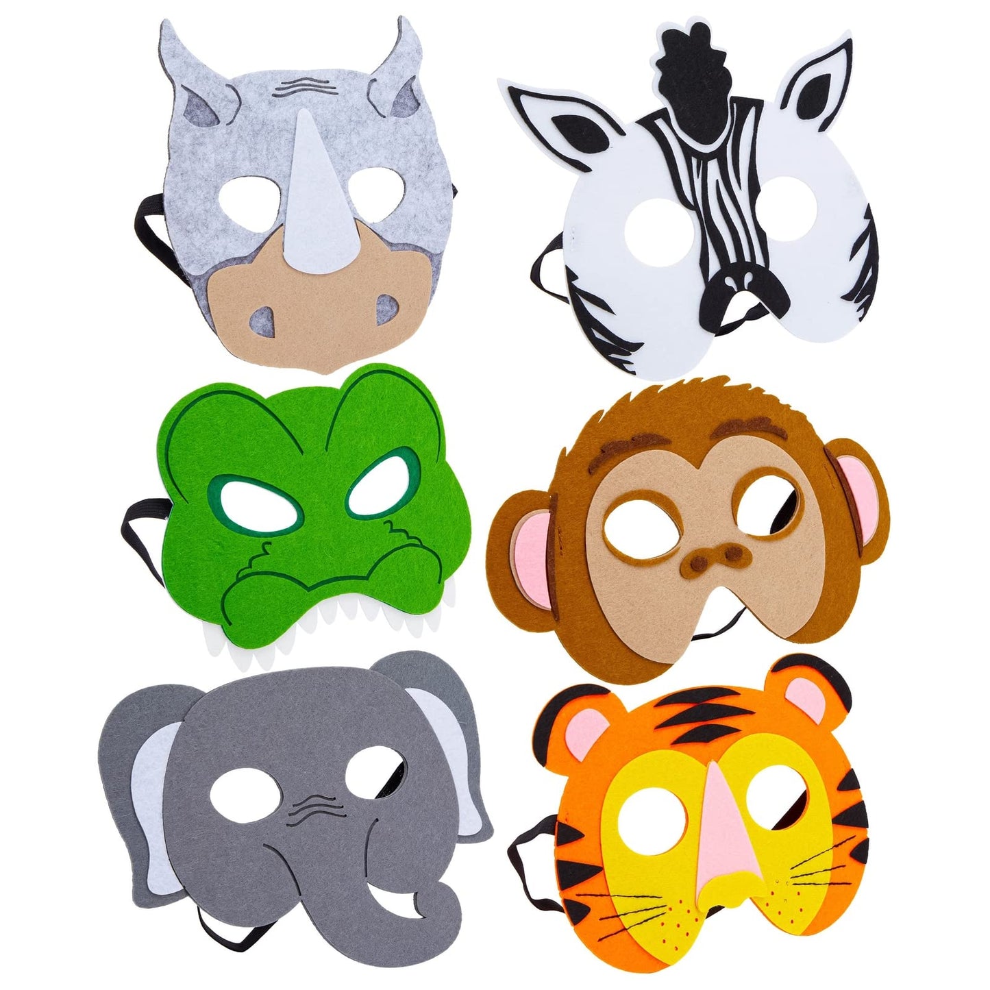 BLUE PANDA Animal Masks for Kids – 12 Pack Felt Jungle Masks (7x7.2 in), Multicolor