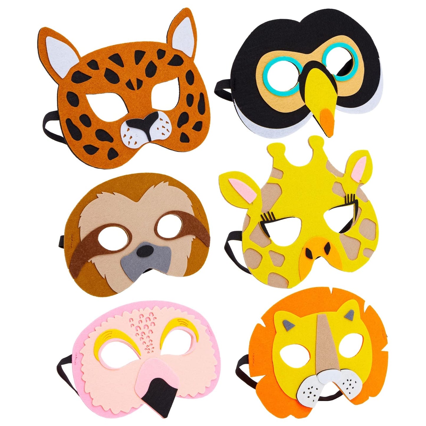 BLUE PANDA Animal Masks for Kids – 12 Pack Felt Jungle Masks (7x7.2 in), Multicolor