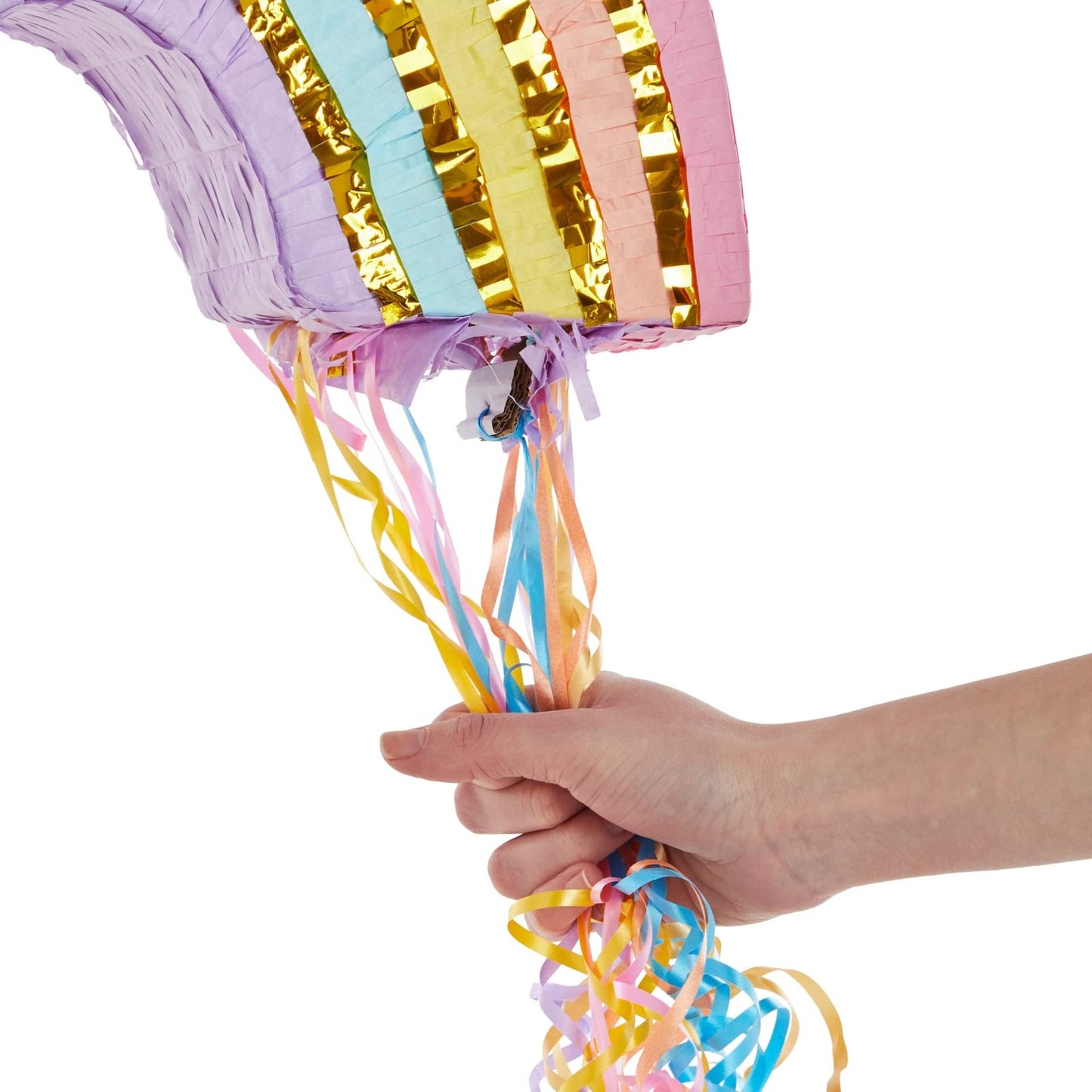 Blue Panda Pull String Rainbow Pinata – Small 16.5 x 10 x 3 in Pastel | Mini Rainbow Birthday Decor