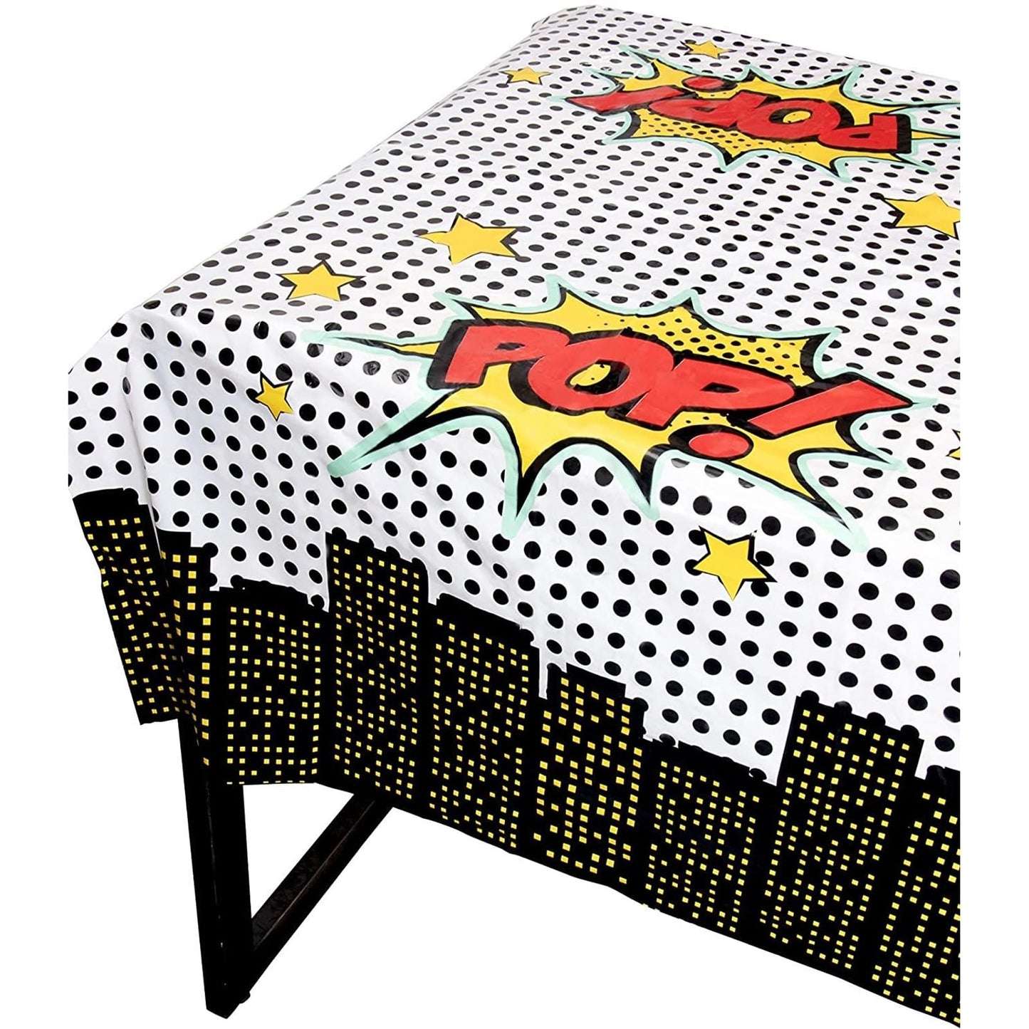 Blue Panda Comic Book Tablecloths 3-Pack – 54-by-108-in Disposable Party Covers