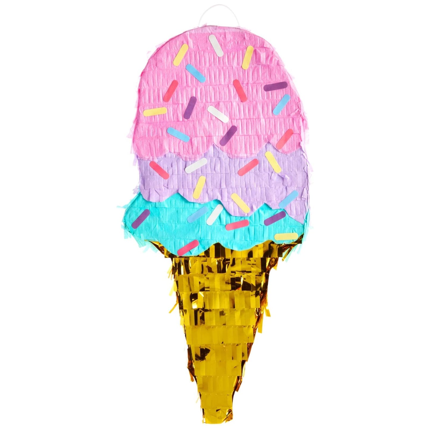 BLUE PANDA Ice Cream Pinata – Birthday Party Decoration & Favors (Small, 16.4 x 7.6 x 2.9 in, Pink/Blue/Yellow)