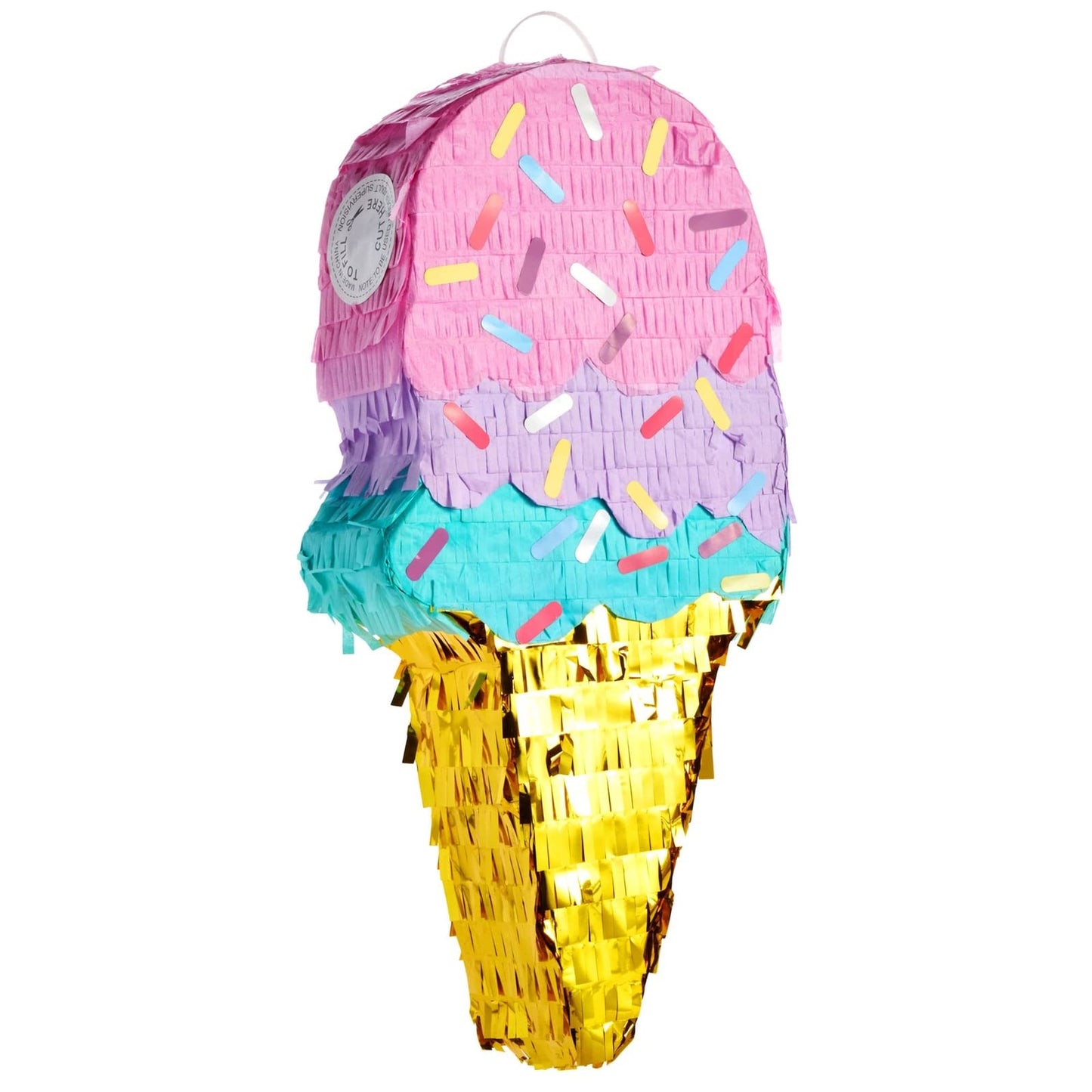 BLUE PANDA Ice Cream Pinata – Birthday Party Decoration & Favors (Small, 16.4 x 7.6 x 2.9 in, Pink/Blue/Yellow)