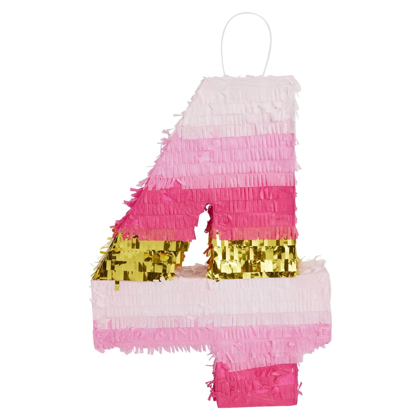 Blue Panda Number 4 Pinata – Pink & Gold Foil, 16.5x11 in, for Girls' 4th Birthday Party