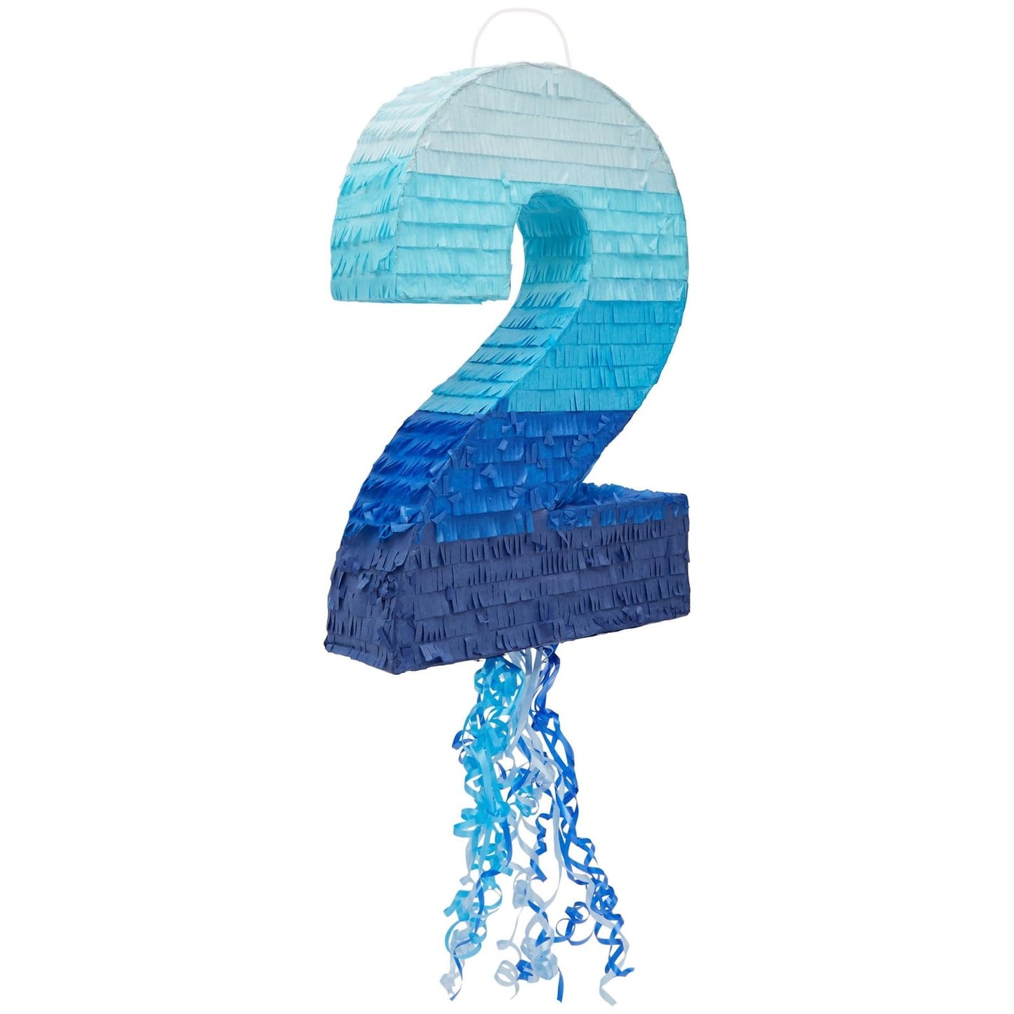 BLUE PANDA Ombre Blue Number 7 Pull String Pinata – 16.5 x 11.5 x 3 in for Kids’ Parties