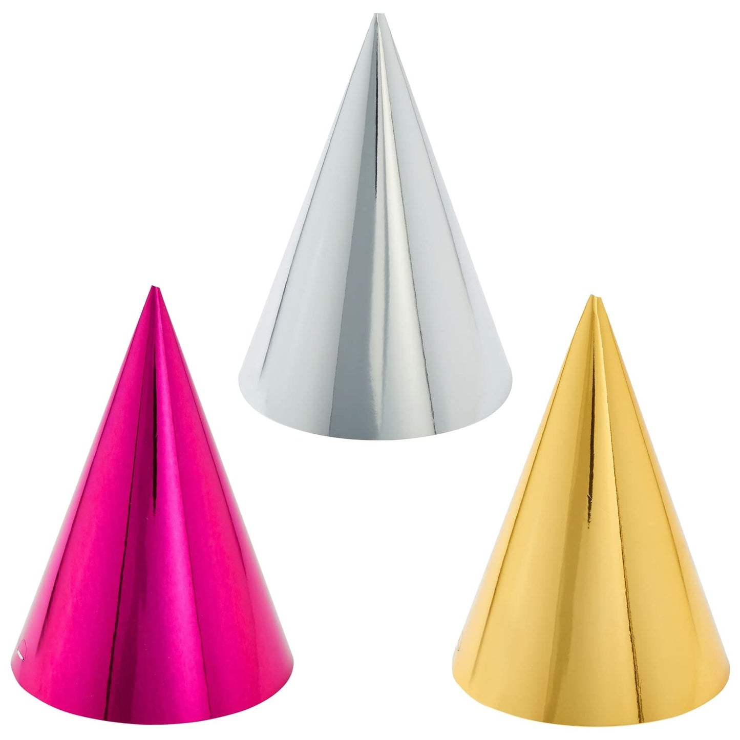 BLUE PANDA Party Hats – 50 Pack Metallic Cone Hats for Kids & Adults