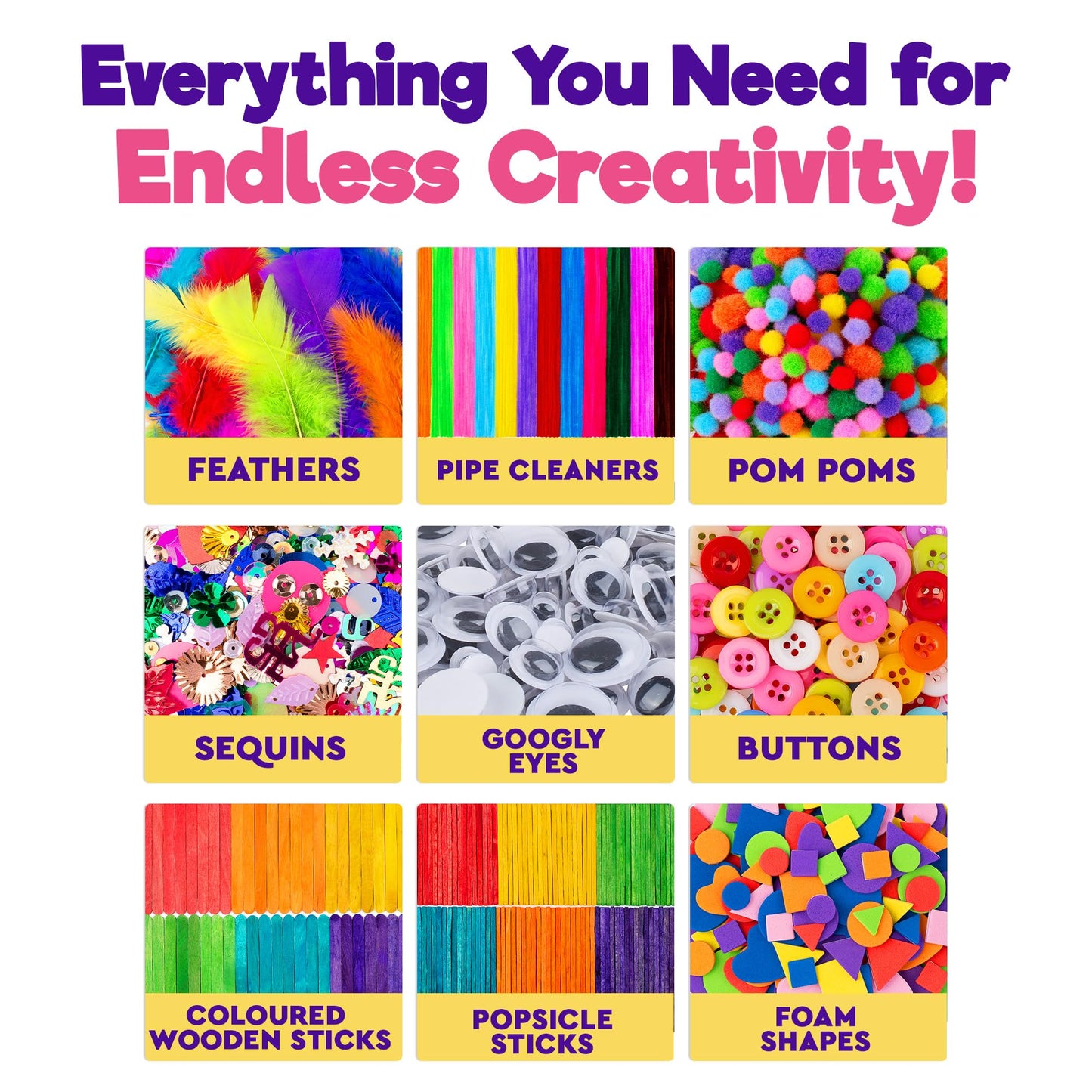 Blue Squid 1750+ Piece Craft Kit for Kids 4-9 | Arts & Crafts Toys