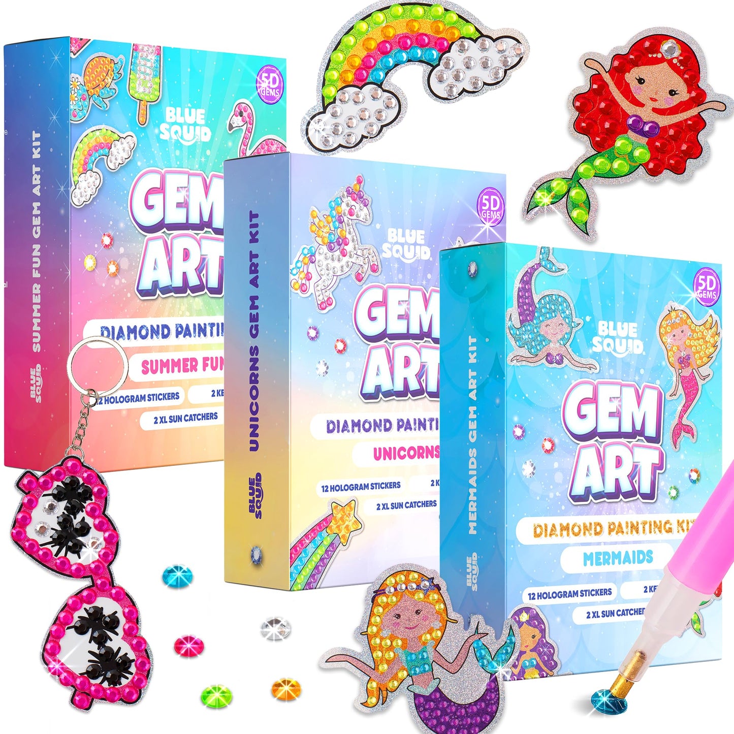 Blue Squid Diamond Art Kits for Kids – Mermaid, Unicorn & Summer Fun (5D)