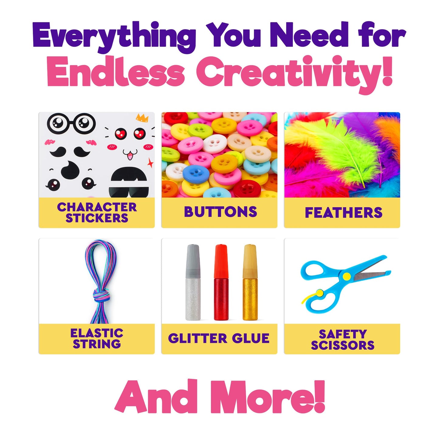 Blue Squid Pink Arts & Crafts Box – 2800+ Pieces Deluxe Craft Kit (2 Drawers, 18 Compartments)