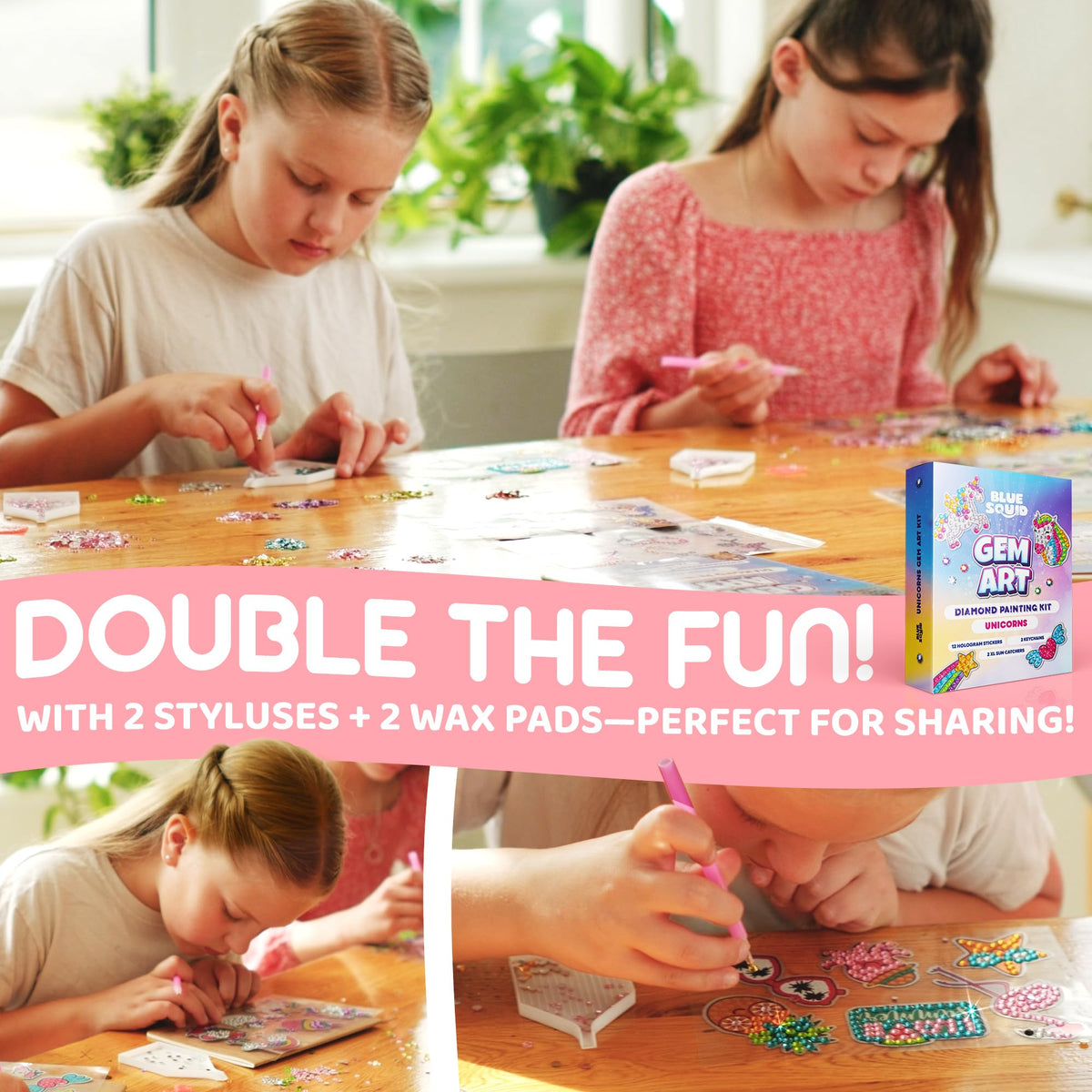 Blue Squid Unicorn Diamond Art Kit for Kids – Easy 5D DIY Gift Set with Stickers, Keychains & Suncatchers