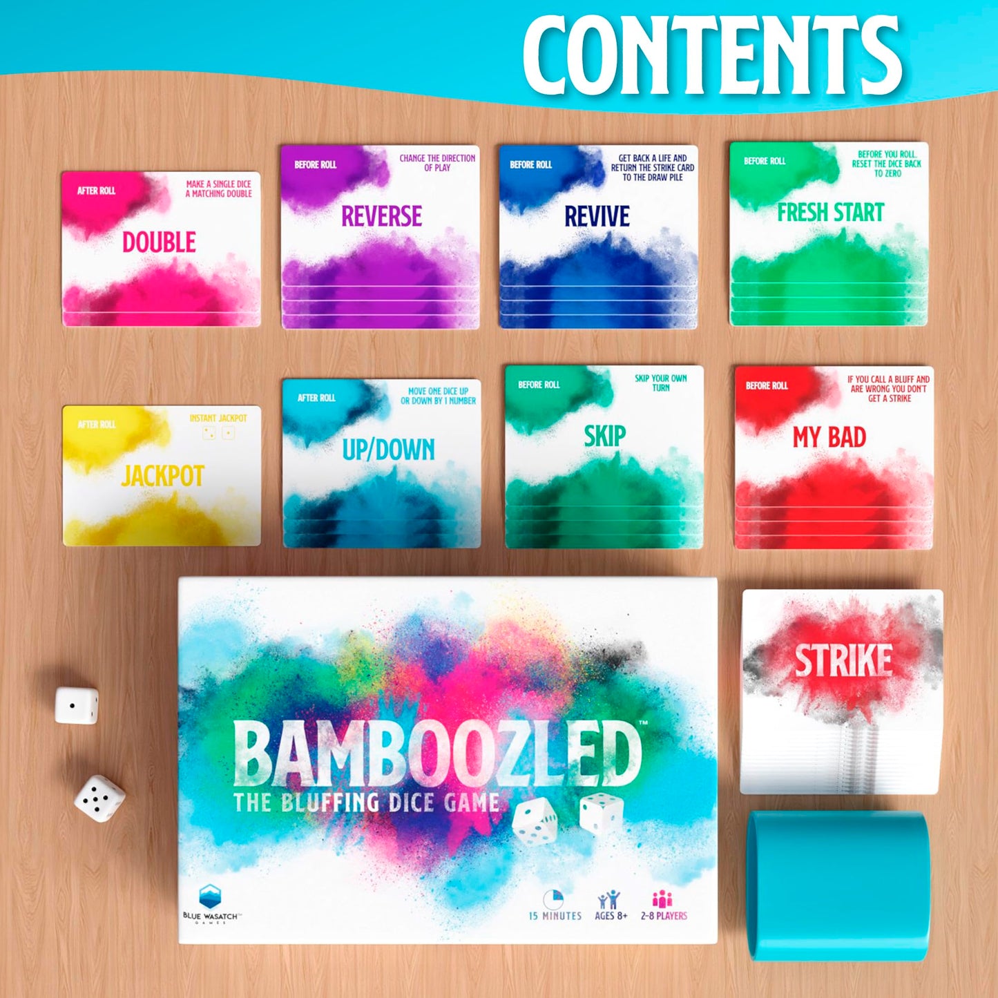 Blue Wasatch Games: Bamboozled — Bluffing Dice & Card Game for All Ages