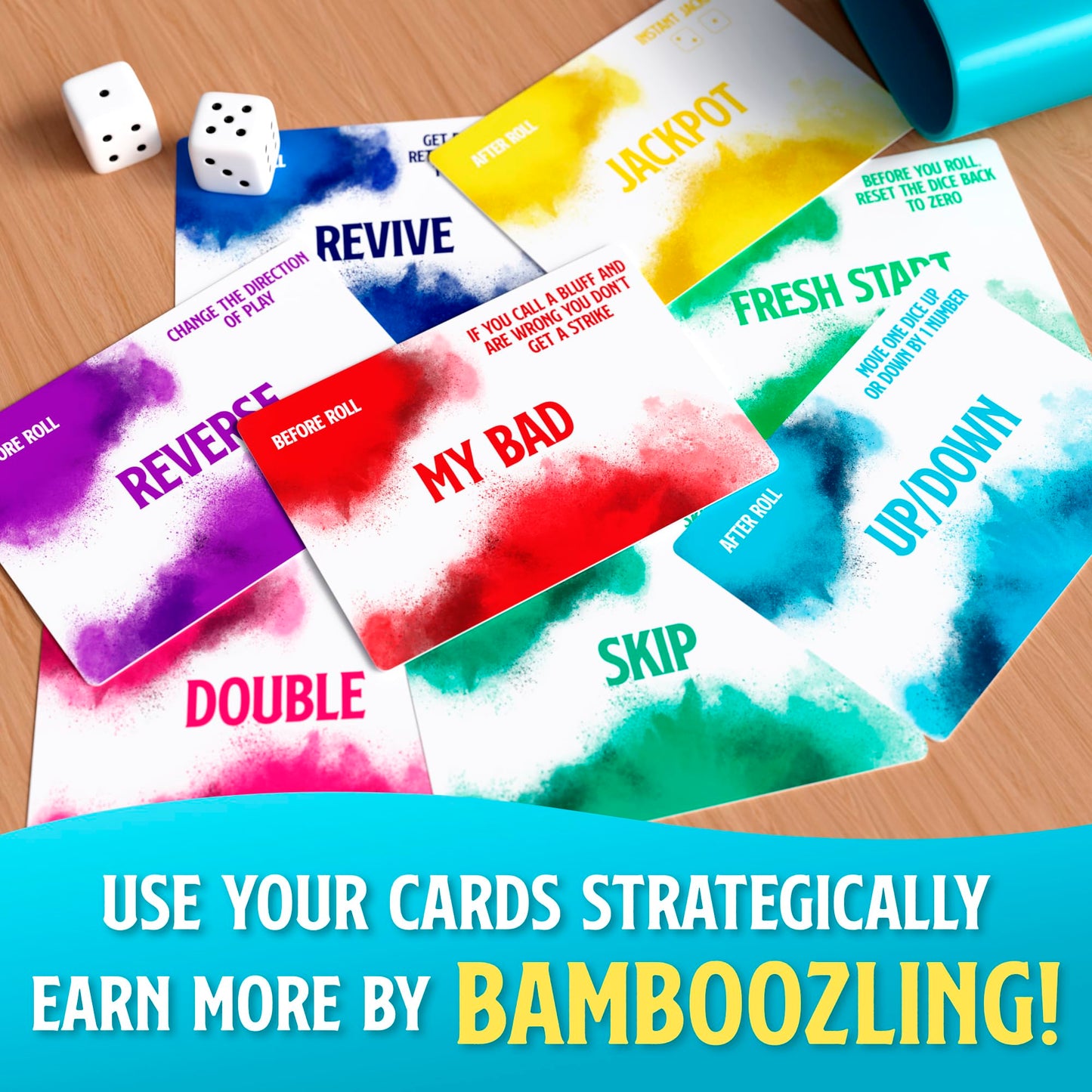 Blue Wasatch Games: Bamboozled — Bluffing Dice & Card Game for All Ages