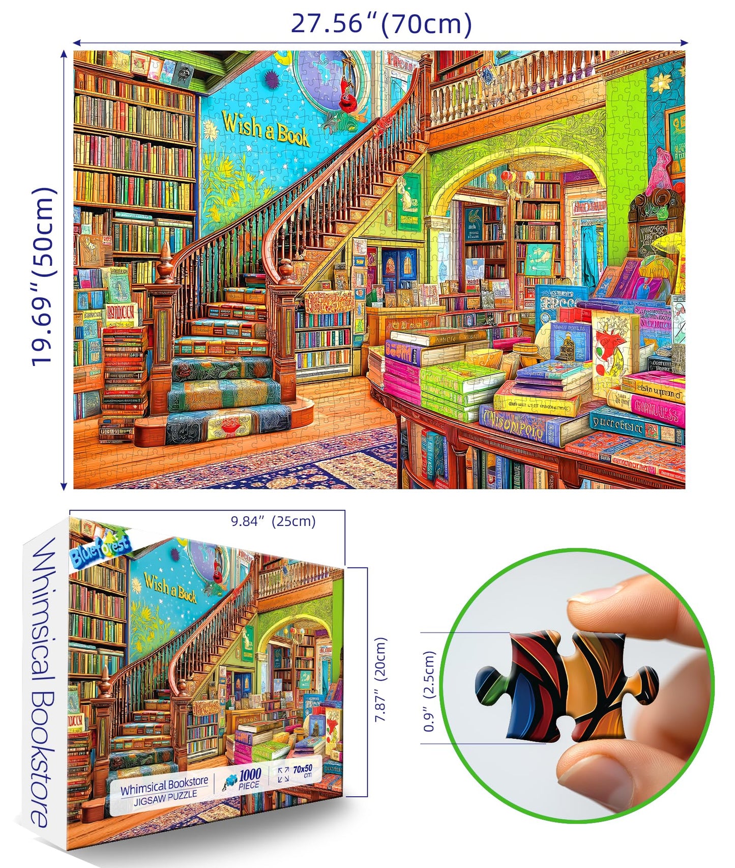 Blueforest Fantasy Bookstore Adventure 1000-Piece Puzzle for Adults | HD Print