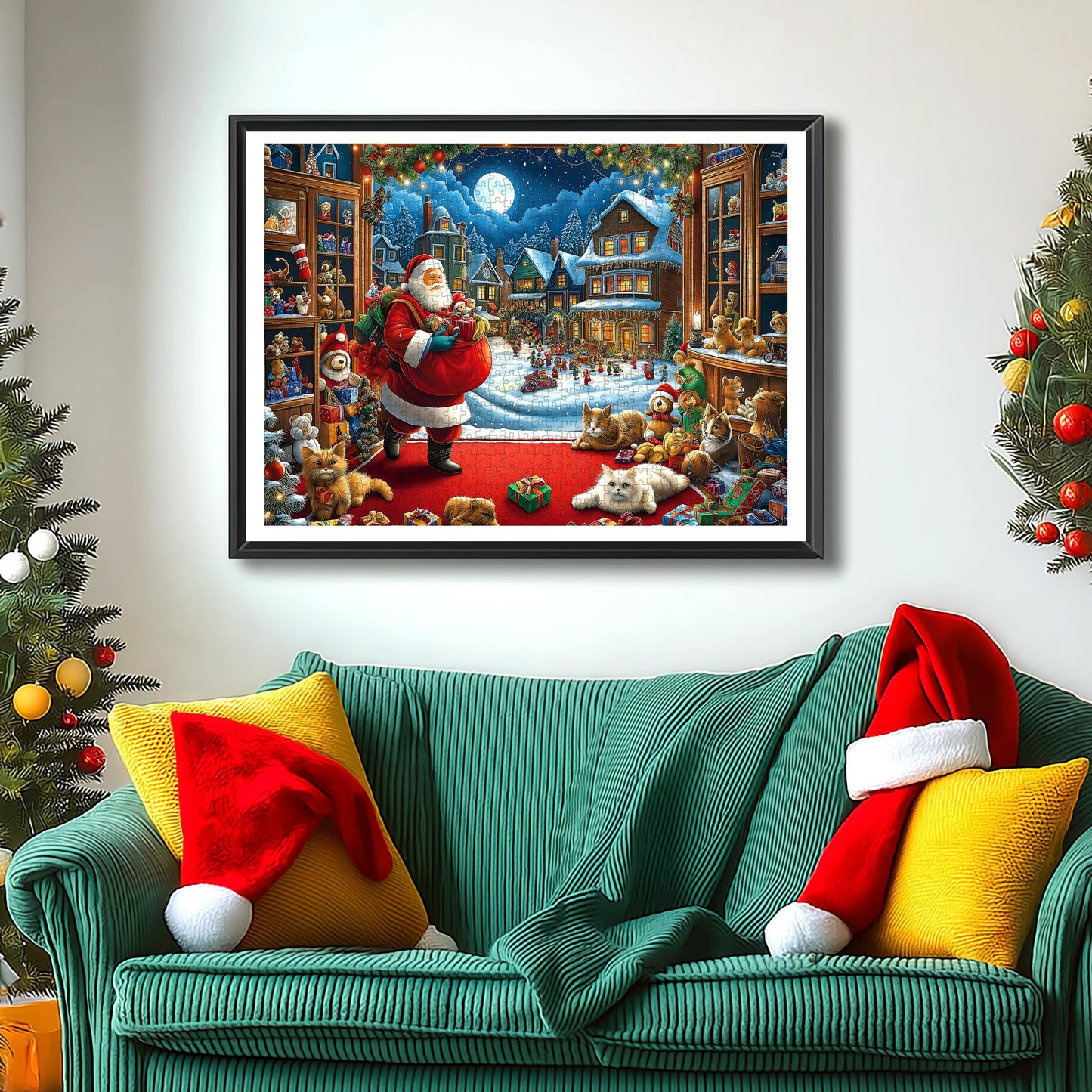 Blueforest Christmas 1000-Piece Jigsaw Puzzle for Adults – Large 27.5x19.7 in Holiday Scene with Santa & Snowy Village