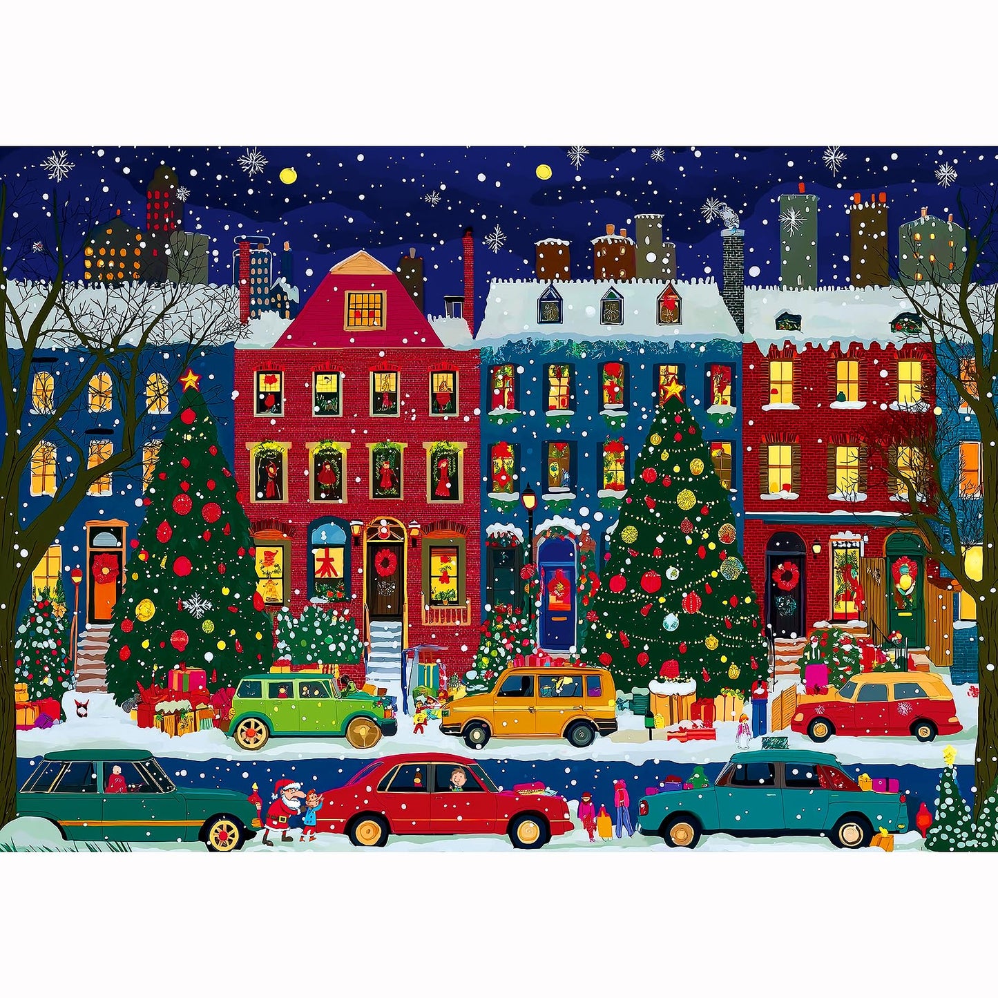 Blueforest Christmas Winter 1000-Piece Jigsaw Puzzle with Back-Letter Guides – Snow City Scene