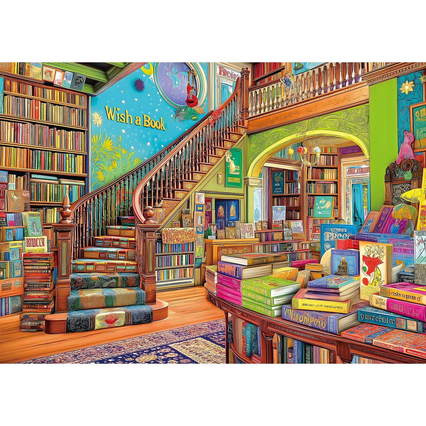 Blueforest Fantasy Bookstore Adventure 1000-Piece Puzzle for Adults | HD Print
