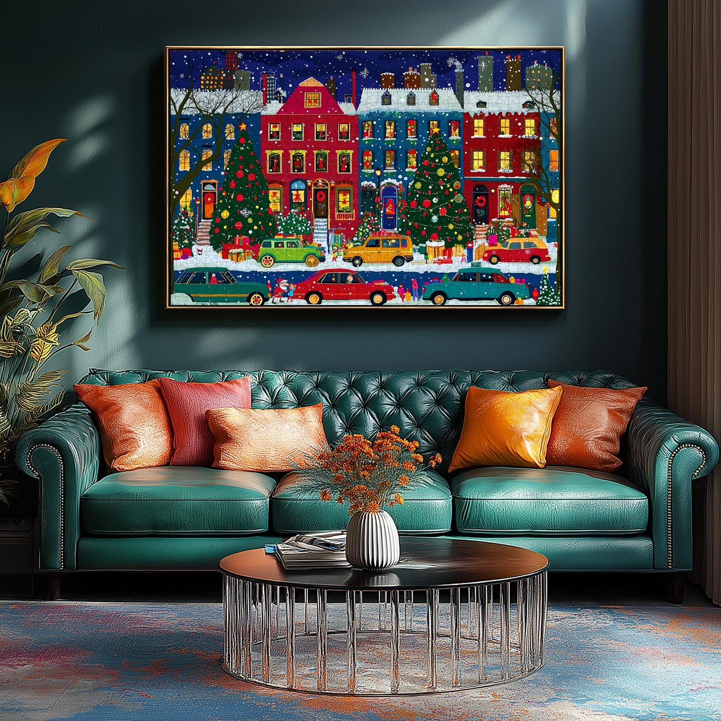 Blueforest Christmas Winter 1000-Piece Jigsaw Puzzle with Back-Letter Guides – Snow City Scene