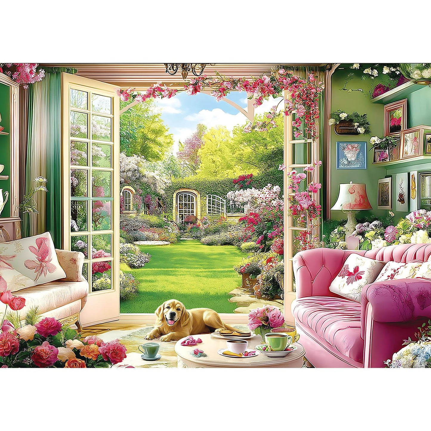 Blueforest 500 Piece Jigsaw Puzzle for Adults – Unique Shapes & Cozy Indoor Garden Scene
