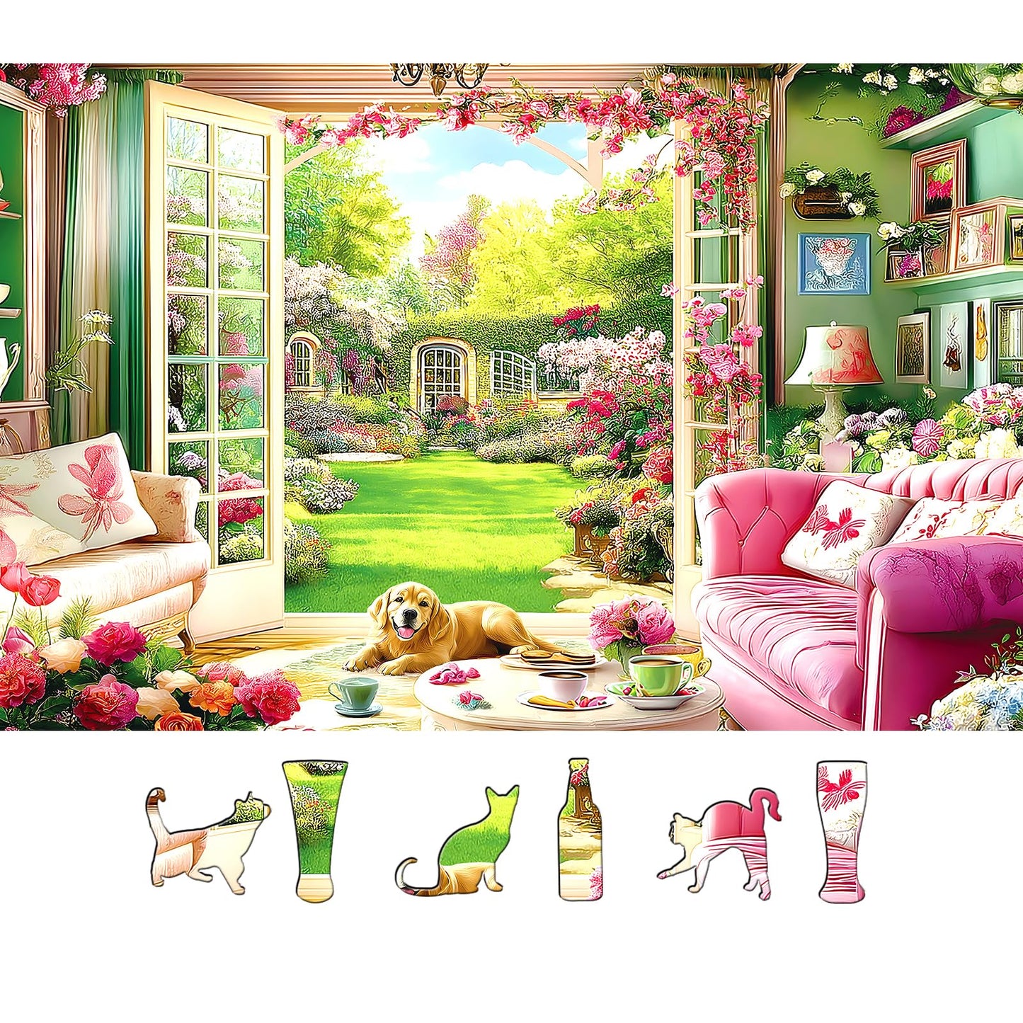 Blueforest 500 Piece Jigsaw Puzzle for Adults – Unique Shapes & Cozy Indoor Garden Scene