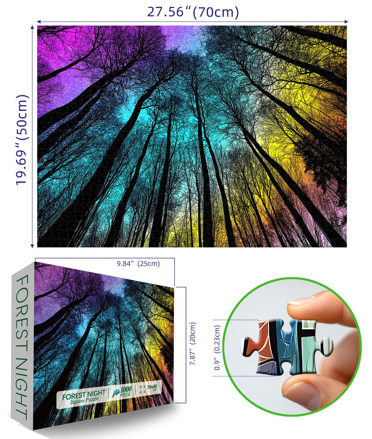 Blueforest 1000 Piece Puzzle for Adults – Starry Night Forest Gradient Magic Landscape | Challenging Jigsaw with Poster (27.5x19.7 in)