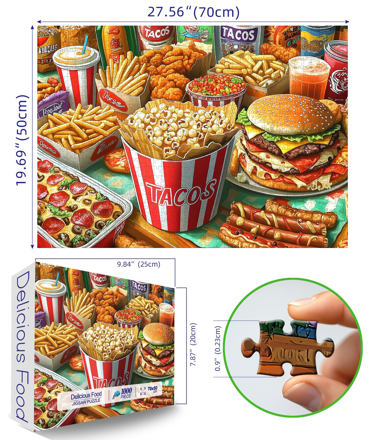 Blueforest Super Delicious Tacos 1000-Piece Puzzle for Adults | Dust-Free Jigsaw 27.5 x 19.7 in