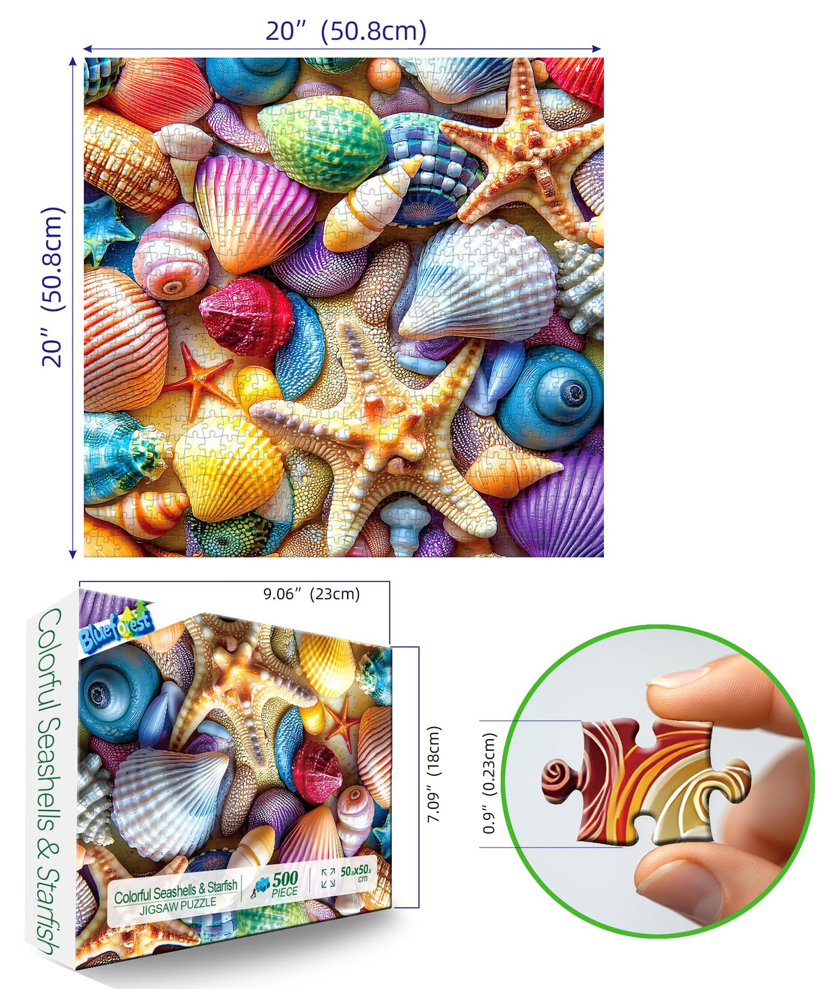 Blueforest 500 Piece Jigsaw Puzzle for Adults – Ocean Seashells & Starfish