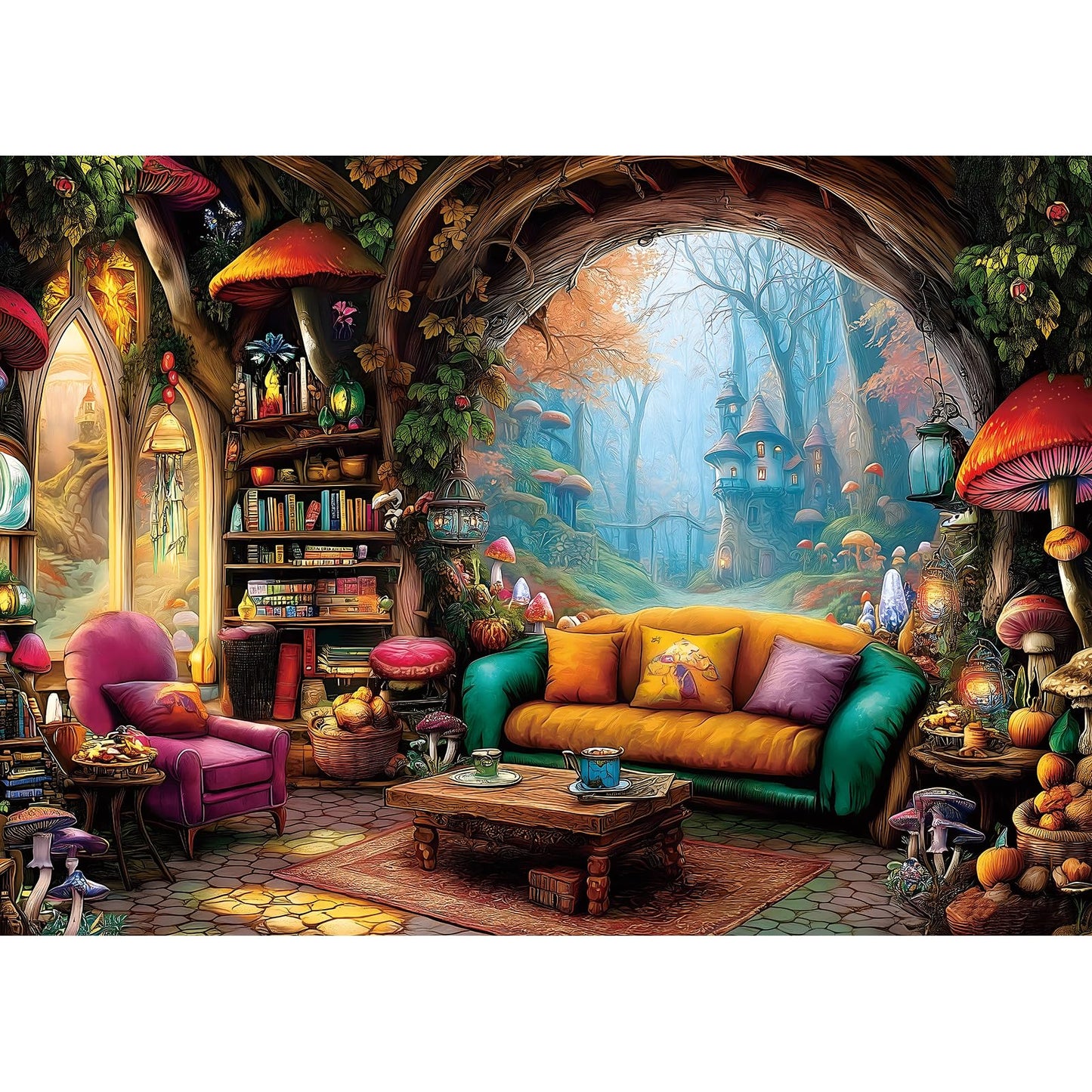 Blueforest 1000-Piece Jigsaw Puzzle for Adults – Whimsical Forest Living Room, 27.5 x 19.7 in