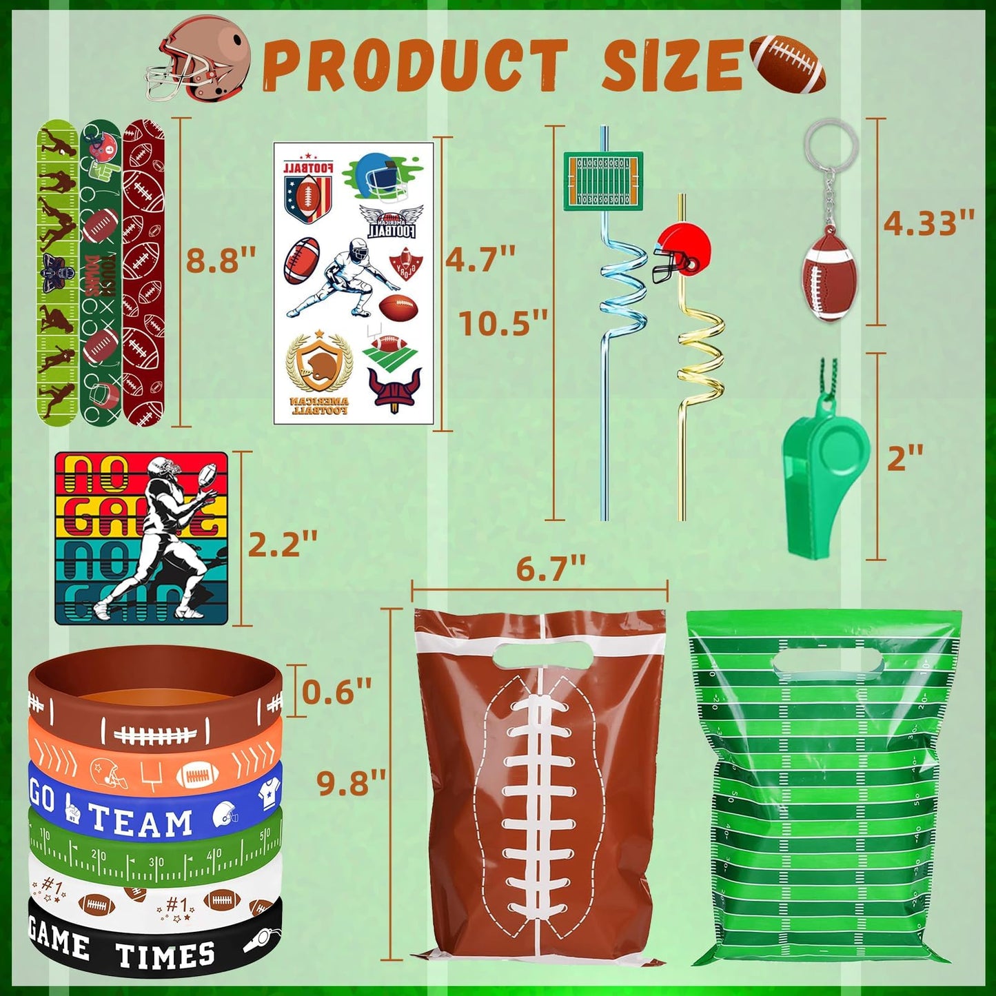 Bluegogo 134 Pcs Football Party Favors Set: Bracelets, Whistles & Keychains