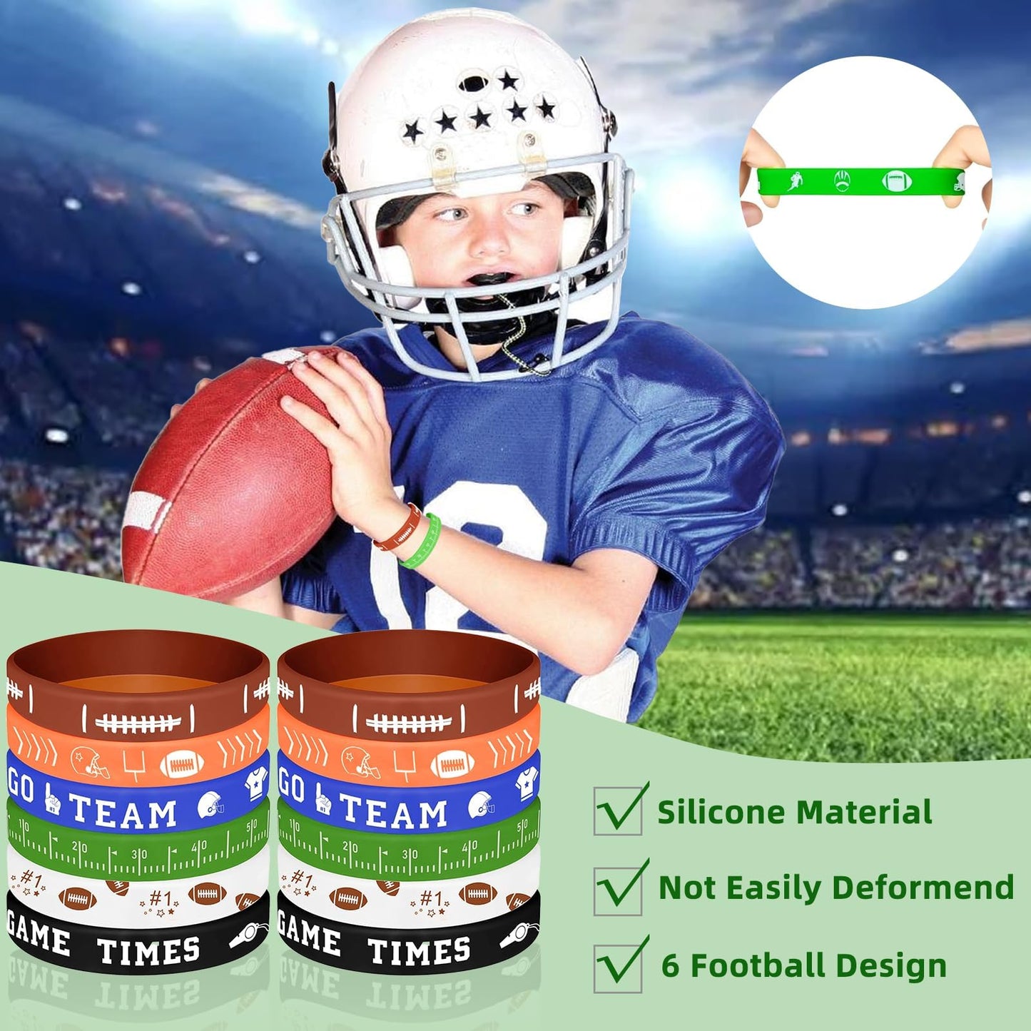Bluegogo 134 Pcs Football Party Favors Set: Bracelets, Whistles & Keychains
